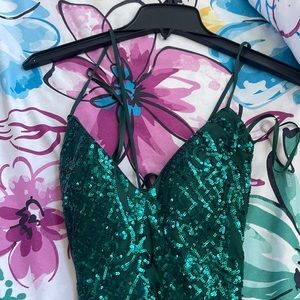 Sparkly green prom dress